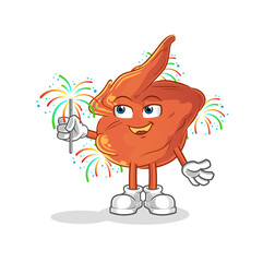 chicken wing with fireworks mascot. cartoon vector