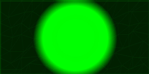 Abstract green glowing sphere in the dark. round shape template with color backlit. Modern similar and geometric design and lighting background with illustrator. 