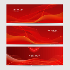Wave networking neon style red wide banner design background
