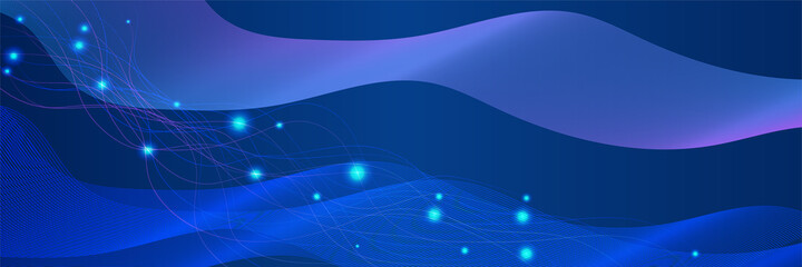 Display abstract blue wide banner design background