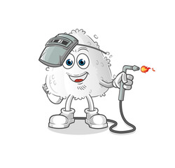 onigiri welder mascot. cartoon vector