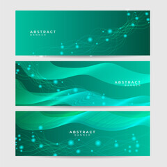 Display abstract green wide banner design background