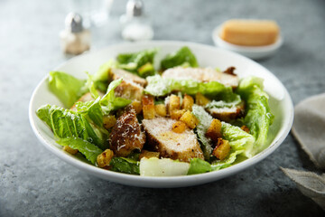 Homemade Caesar salad with chicken