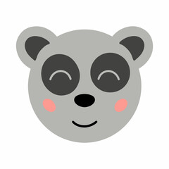 Cute hand drawn panda for kids poster isolated on white background. Funny cartoon koala icon. Vector doodle illustration for posters, cards, t-shirts, textiles, kids book, greeting cards, kids games