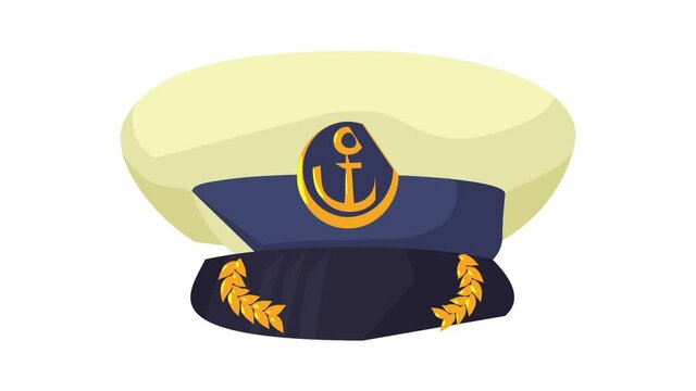 Officer cap icon animation best cartoon object on white background