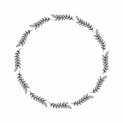 Naklejka premium Vector hand drawn flower circle frame isolated on white background. Decorative doodle floral designs, square frame, spring, flowers, leaf, plants, flower decorations, wreaths for seasonal design.