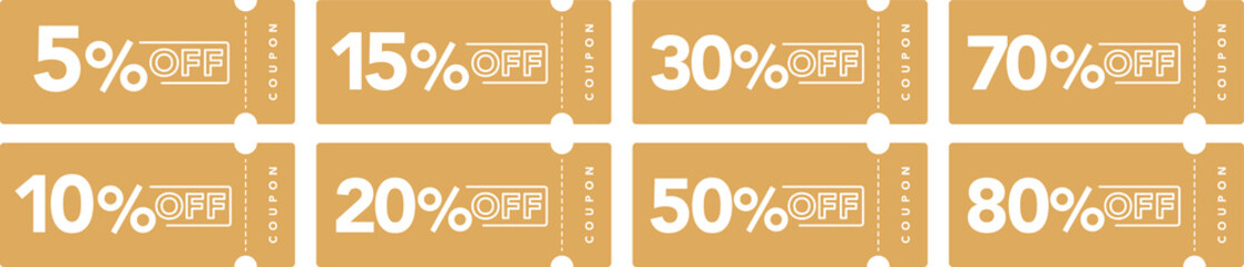 5%〜80%オフのクーポンのベクターデザインセット