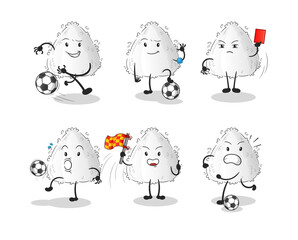 Fototapeta premium onigiri football group character. cartoon mascot vector