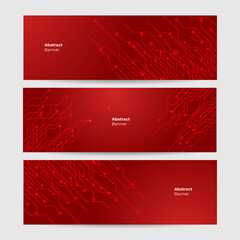 Technology global red wide banner design background