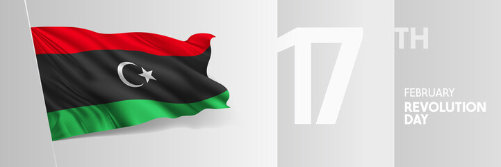 Libya happy revolution day greeting card, banner vector illustration