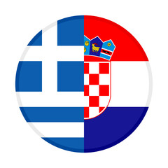 round icon with greece and croatia flags. vector illustration isolated on white background