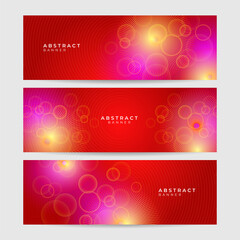 Abstract neon style red wide banner design background