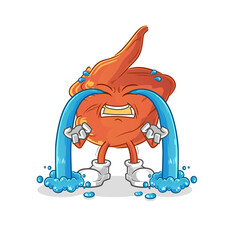 chicken wing crying illustration. character vector