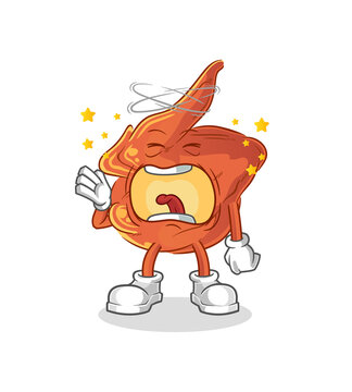 chicken wing yawn character. cartoon mascot vector