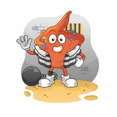 chicken wing criminal in jail. cartoon character