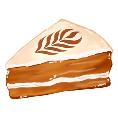 Slice of white chocolate latte cake hand drawn