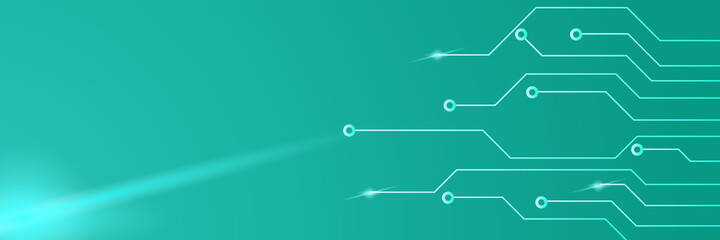 Technology global green wide banner design background