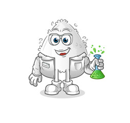 onigiri scientist character. cartoon mascot vector