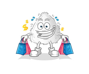 onigiri shoping mascot. cartoon vector