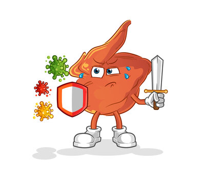 chicken wing against viruses cartoon. cartoon mascot vector