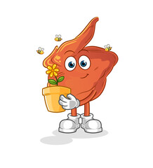 chicken wing with a flower pot. character vector