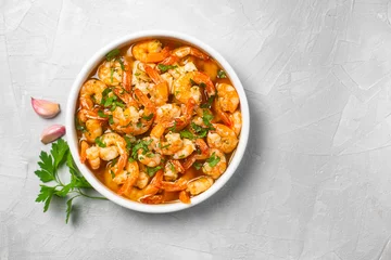 Foto op Canvas Traditional spanish shrimp with garlic and parsley © zakiroff