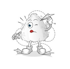 onigiri with paper plane character. cartoon mascot vector