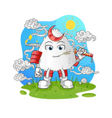onigiri samurai cartoon. cartoon mascot vector