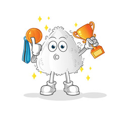 Fototapeta premium onigiri winner with trophie. cartoon character