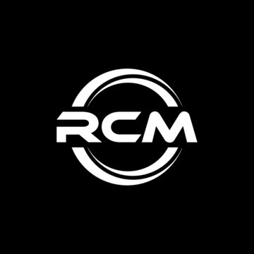 RCM letter logo design with black background in illustrator, vector logo modern alphabet font overlap style. calligraphy designs for logo, Poster, Invitation, etc.