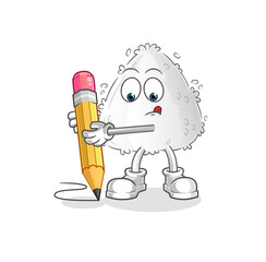 onigiri write with pencil. cartoon mascot vector