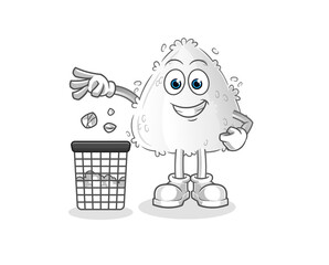 onigiri Throw garbage mascot. cartoon vector