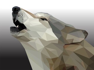 Polygonal drawing of a wolf consisting of geometric shapes