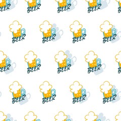 Let's Drink Beer Party Vector Graphic Illustration Seamless Pattern