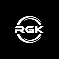 RGK letter logo design with black background in illustrator, vector logo modern alphabet font overlap style. calligraphy designs for logo, Poster, Invitation, etc.