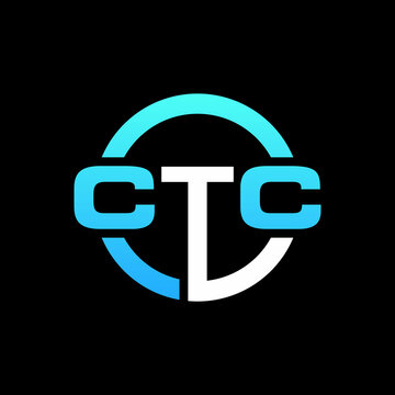 CTC Letter Logo Design circle Monogram Icon Vector Template