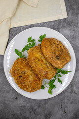 Turkish traditional Food kadinbudu kofte ( meatball ) rice and meat falafel. Traditional Mediterranean cuisine delicacies. Top view