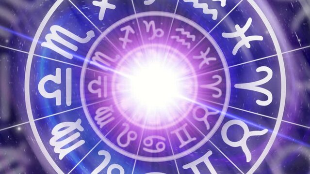 Zodiac signs inside of horoscope circle - astrology and horoscopes concept