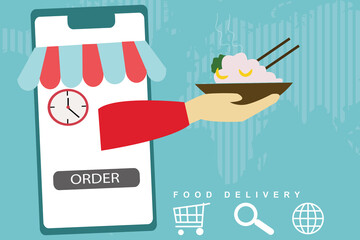 2d illustration online food delivery concept