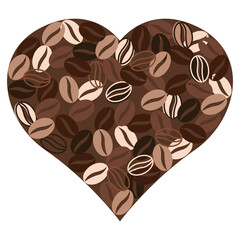 Vector illustration of heart with coffee beans