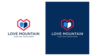 Mountain and Heart or Love, Lines form Mountains, Hearts on a black and white background.