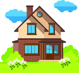 Vector illustration of a modern house with two floors