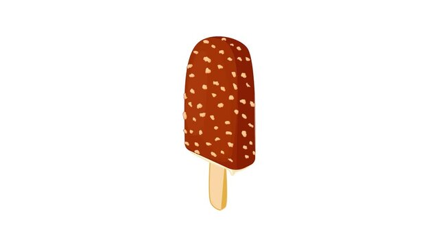Chocolate ice cream on a stick icon animation best cartoon object on white background