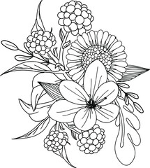 abstract, adult, anti stress, art, artistic, background, beautiful, beauty, black and white, blossom, botanical, botany, bouquet, bright, coloring book adult, coloring flower, coloring for kids, color
