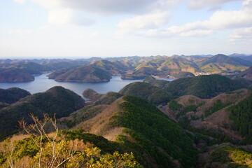 Obraz premium 日本 長崎県 対馬 烏帽子岳展望台