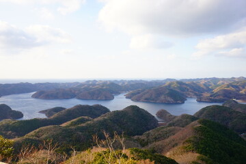 Fototapeta na wymiar 日本 長崎県 対馬 烏帽子岳展望台