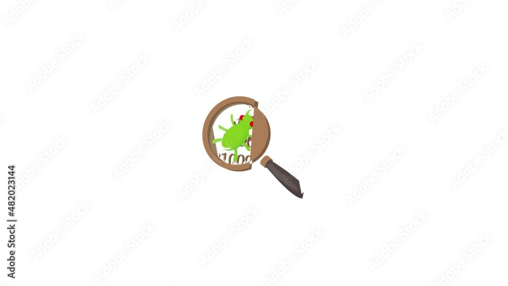 Poster zoom on a malicious binary code icon animation best cartoon object on white background