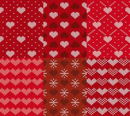 knitted love pattern set with heard