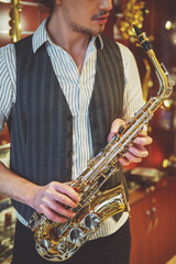 Man with saxophone