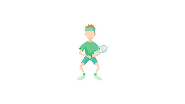 Tennis player icon animation best cartoon object on white background